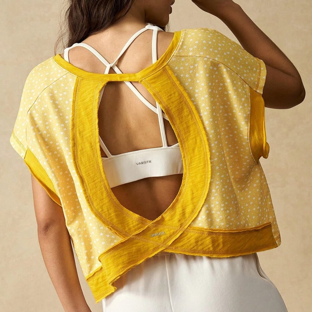 Multicolor Women's open back Sports T-Shirt